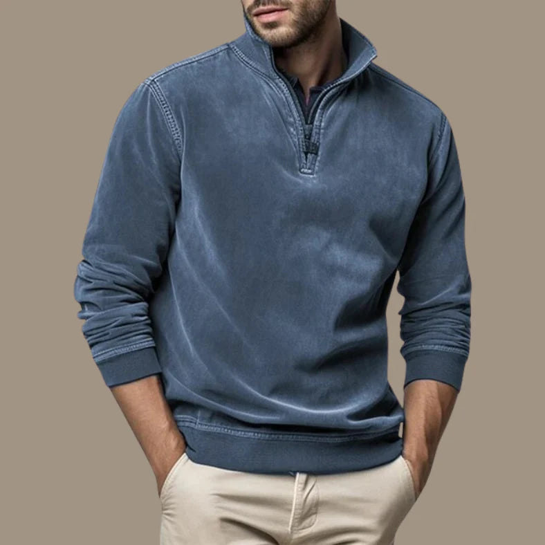 fleece zip sweater blue