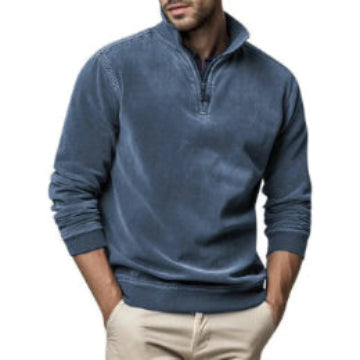 fleece zip sweater blue