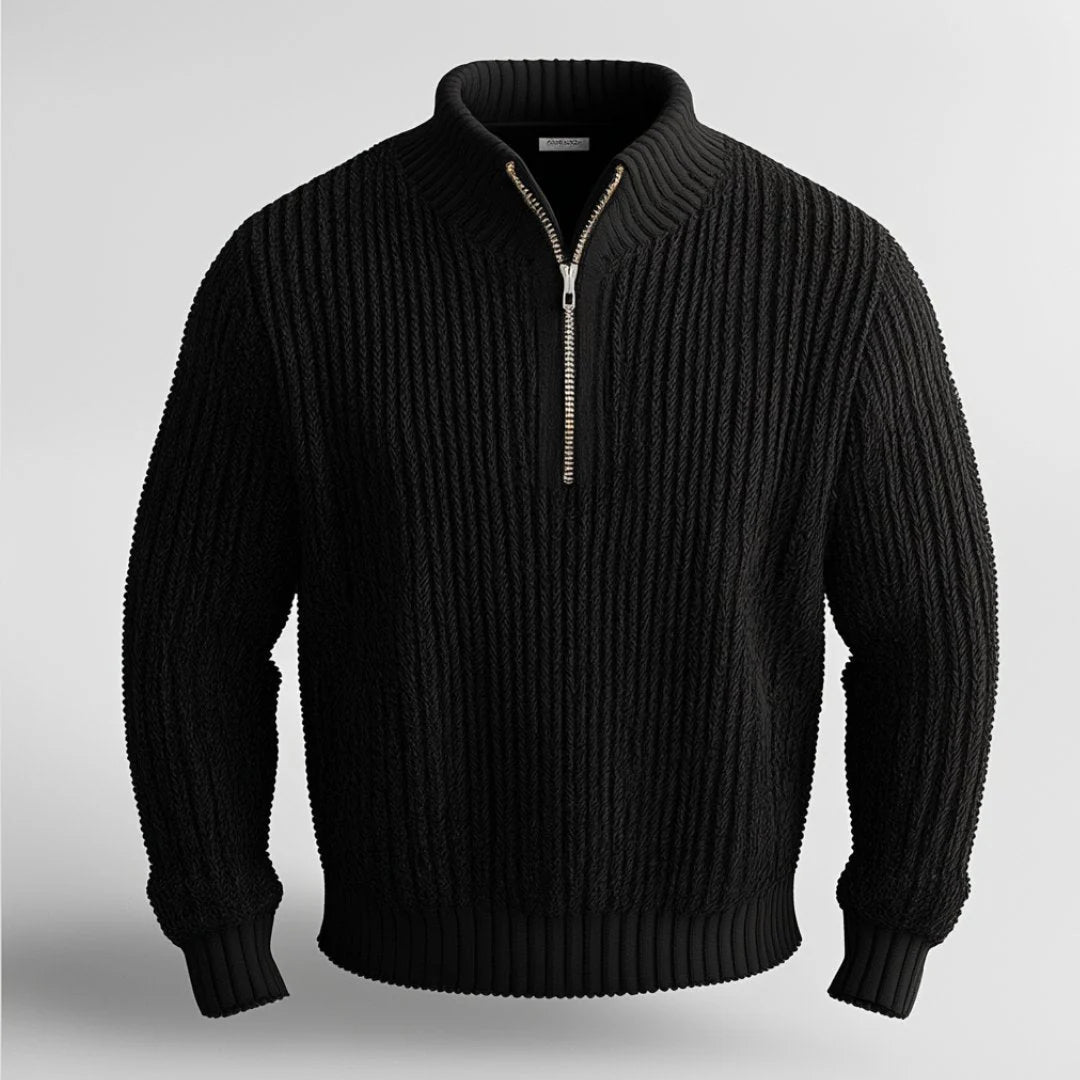 zip pullover sweater black